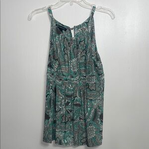 Green Paisley Sleeveless Top
